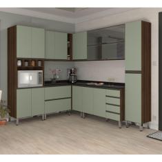 Imagem de Armário De Cozinha De Canto C/8 Peças Dourado/Verde/Preto