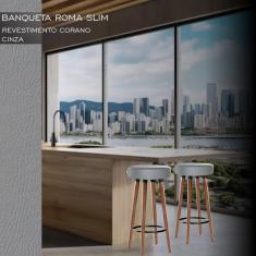 Imagem de Banco Banqueta Roma Slim Redonda Alta 70cm Cinza