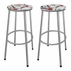 Imagem de Kit 2 Banco Banqueta Alta Sem Encosto - Moveraço, Prata, Assento Orquí