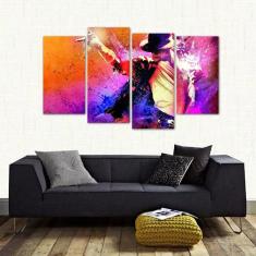 Imagem de Quadro Decorativo Michael Jackson Mosaico Em Tecido 4 Peças