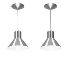 Imagem de Kit 2 Lustres Pendentes Tenesse De Alumínio Escovado