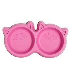 Imagem de Comedouro Duplo Gato Luxo Rosa Pet Injet para Gatos