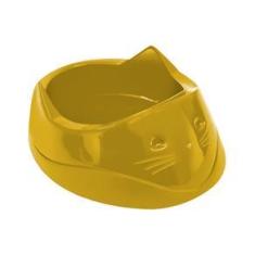Imagem de Comedouro Plástico Furacão Pet Cara De Gato 200ml - Amarelo