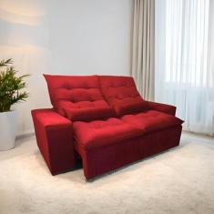 Imagem de Sofá Retrátil E Reclinável Com 2,00M De Largura Em Tecido Suede Bordô