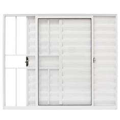 Imagem de Veneziana 3 folhas 1,00x1,20 com grade no alumínio branco