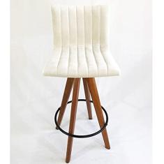 Imagem de Banqueta Decorativa Angélica veludo cru base madeira maciça giratória - Poltronas do Sul