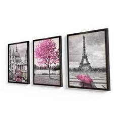 Imagem de Quadro Decorativo Londres Paris  Moldura  60X40