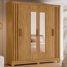 Imagem de Guarda Roupa Roupeiro 06 Portas 02 Gavetas c/Espelho Valença Freijó Ripado Moval