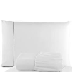 Imagem de Jogo de Cama Lençol Solteiro 400 Fios Micropercal Ponto Palito - 2 Peças