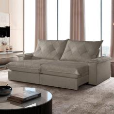 Imagem de Sofá Retrátil e Reclinável com Catraca Blindada 280cm Mônaco Veludo Jolie/Cinza