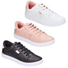 Imagem de Kit 3 Pares Tênis Casual Feminino Cadarço Conforto Moda - Mendii, Bran