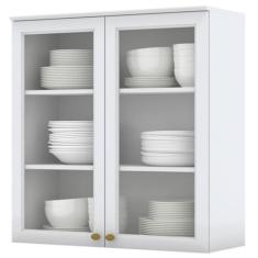 Imagem de Armário Aéreo Cozinha 80 Cm Nova York 2 Portas 2 Prateleiras Com Vidro