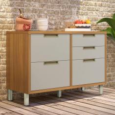 Imagem de Balcão de Cozinha para Pia Imperatriz 1 Porta 4 Gavetas 100% Mdf Freijó/Off White - Nesher