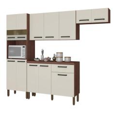 Imagem de Armário De Cozinha Compacta 12 Portas 1 Gaveta Com Balcão Versalhes Nogueira off White