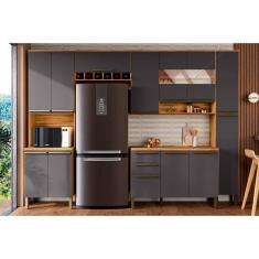 Imagem de Cozinha Modulada Completa Nápoli Prime 5 Peças (2Aéreos+1Balcão+1Paneleiro+1TorreQuente) C5P97 Amendoa/Grafite - Ronipa