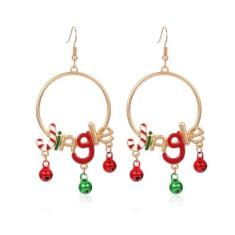 Imagem de MALOYANVE Brincos de sino de Natal para mulheres, lindo enfeite de sininho vermelho e verde, corrente longa, pingente de gota, festival, Natal, festa, joias, presente, Large, Jingle Bell, Sem pedra