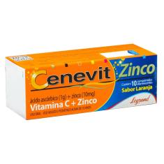 Imagem de Vitamina C Cenevit Zinco 1g + 10mg Laranja com 10 comprimidos 10 Comprimidos Efervescentes