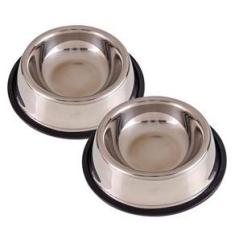 Imagem de Bebedouro Comedouro Para Cães Inox Antiderrapante 600Ml 2Und