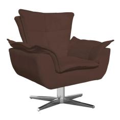 Imagem de Poltrona Giratória Opala Suede Marrom Base Estrela Cromada D'Rossi