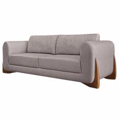 Imagem de Sofá 3 Lugares 220cm Pés Em Madeira Buzz Areia Rústica