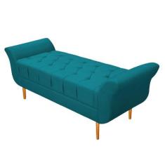Imagem de Recamier Estofado Ari 160 Cm Queen Size Suede Azul Turquesa - Amarena