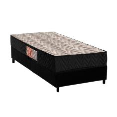 Imagem de Conjunto Box Solteiro: Colchão Espuma Paropas D28 Pasquale Black + Base CRC Suede Black (78x188)