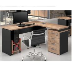 Imagem de Mesa Diretor em L Web30 1,50x1,50 c/ Gaveteiro - Calvi/Preto