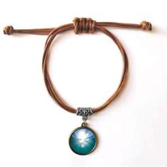 Imagem de DIYthinker Pulseira de couro com imagem da natureza da ciência da água do oceano, pulseira de couro marrom joia presente