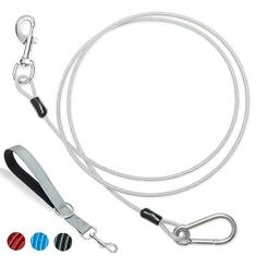 Imagem de Coleira curta para cães – Cabo de amarração para cães de 1,8 m à prova de mastigação com alça acolchoada refletiva macia para treinamento, caminhada, caminhada, acampamento, cabo resistente para cães