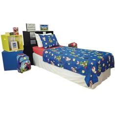 Imagem de Jogo de Cama Infantil Super Mário 2 Peças Azul Lepper