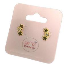 Imagem de Brinco Infantil Pequeno Estrela Pedra Zirconia F. Ouro 18K - De Castro