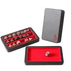 Imagem de Forged Dice Co. Caixa de dados premium de 3 fileiras – caixa de dados combinada e bandeja de dados – protege conjuntos de dados poliédricos – fileiras de armazenamento forradas com feltro – fecho