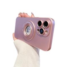 Imagem de Suporte dobrável com suporte magnético fosco para iPhone 15 14 Pro Max 13 12 11 14 15 Pro Max Plus Capa protetora de câmera, rosa, para iPhone 14 Plus