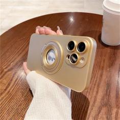 Imagem de Para iPhone 15 Pro Max suporte magnético capa de telefone com moldura fosca para iPhone 11 12 13 14 15 Plus capa protetora de lente, capa magnética dourada, para iPhone 11 Pro