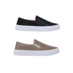 Imagem de Kit 2 Tênis Slip On Feminino com Glitter Brilhante-Feminino