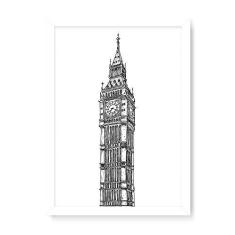 Imagem de Arte Maníacos Quadro Decorativo Big Ben Linhas - 23x16,25cm (Moldura caixa em laca )