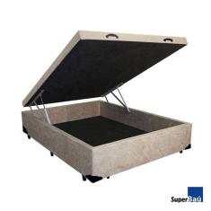 Imagem de Cama Box Baú Casal Suede Bege 138X188X45 Cm