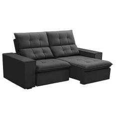 Imagem de Sofá 3 Lugares Retrátil e Reclinável Palermo Veludo Chumbo - Ferguile