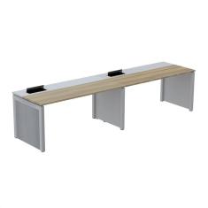 Imagem de Mesa de Plataforma Simples para 2 Pessoas Corporativa 120x792/2p Pscpp120/792/2p Noce Naturalle/Cinza