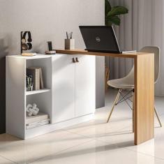 Imagem de Escrivaninha Versa Home 107cm 2 Portas Branco/Freijó