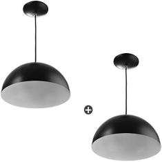 Imagem de Kit 2 Lustres Pendente Meia Lua 40cm Alumínio Soquete E-27 