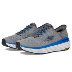 Imagem de Skechers Tênis masculino Hands Free Slip-ins Max Amortecimento Suspension-Linear Focus, Cinza/azul, 39
