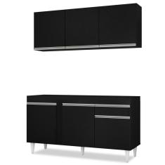 Imagem de Armário Aéreo Argélia E Balcão Para Pia 150cm Dakota Preto - Lumil Móveis