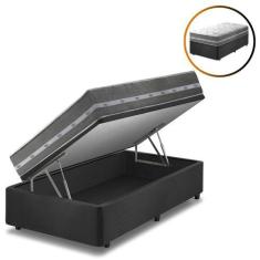 Imagem de Cama Box Com Baú Solteiro King Preto + Colchão Molas Ensacadas Miami 9