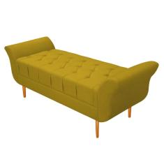 Imagem de Recamier Estofado Ari 100 cm Solteiro Suede Amarelo - Amarena Móveis