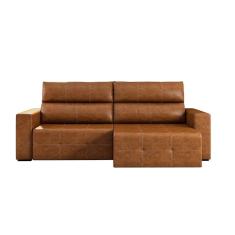 Imagem de Sofá 3 Lugares Retrátil e Reclinável Roma Couro Caramelo