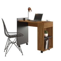 Imagem de Mesa Para Escritório Estudos Alessa M2 Lukaliam Amêndoa/Chumbo