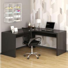 Imagem de Mesa para Escritório em L Angular Me4116 com Cadeira Diretor Tela Mesh Tok 3310 Preto