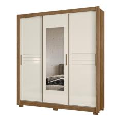 Imagem de Guarda Roupa Solteiro Canadá Freijó Off White Com Espelho Moval