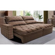 Imagem de Sofá Retrátil e Reclinável 2,35m Molas Ensacadas Cama Inbox Elegance com Thermogel Velusoft Castor